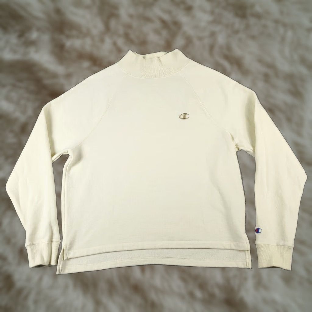 Champion Champion Sweater Womens Large Ivory Mock Neck Pullover Sweatshirt Ladies Size L / US 10 / IT 46 - 1 Thumbnail