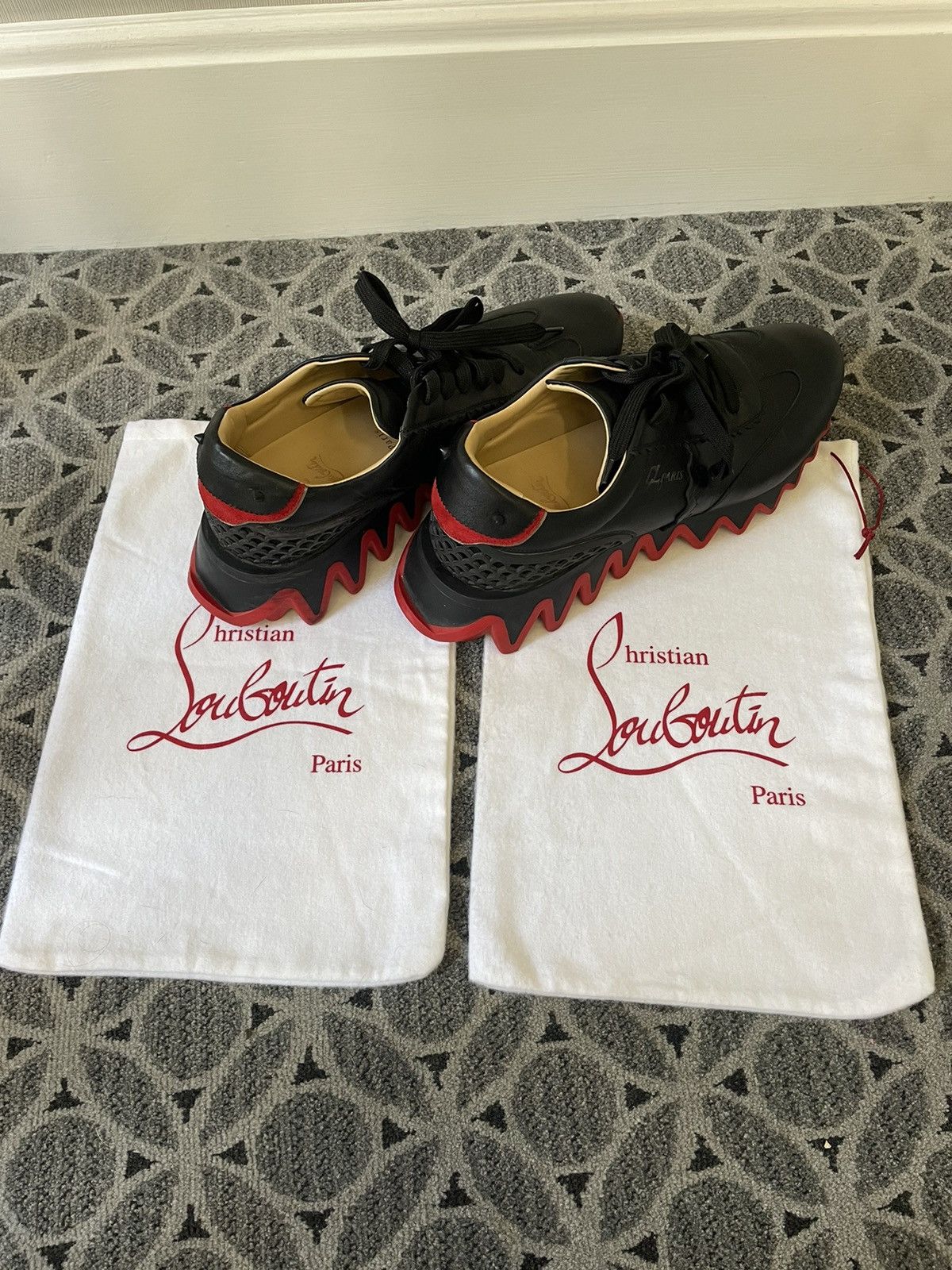 Christian Louboutin Loubishark Sneakers Calf Leather Worn Once Mens CL Paris Size US 9.5 / EU 42-43 - 5 Thumbnail