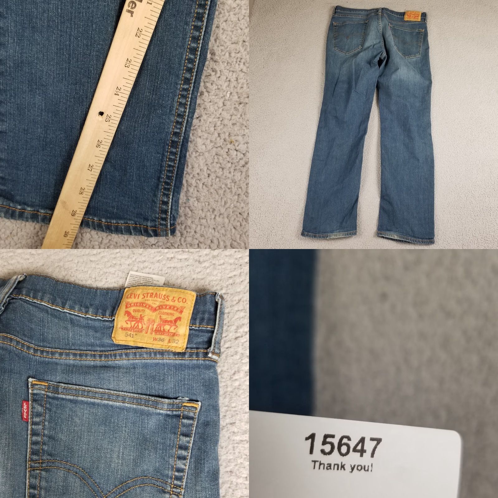 Levi's Levi's 541 Athletic Fit Tapered Jeans Mens 36x32 Blue Denim Mid Rise Size US 36 / EU 52 - 8 Thumbnail
