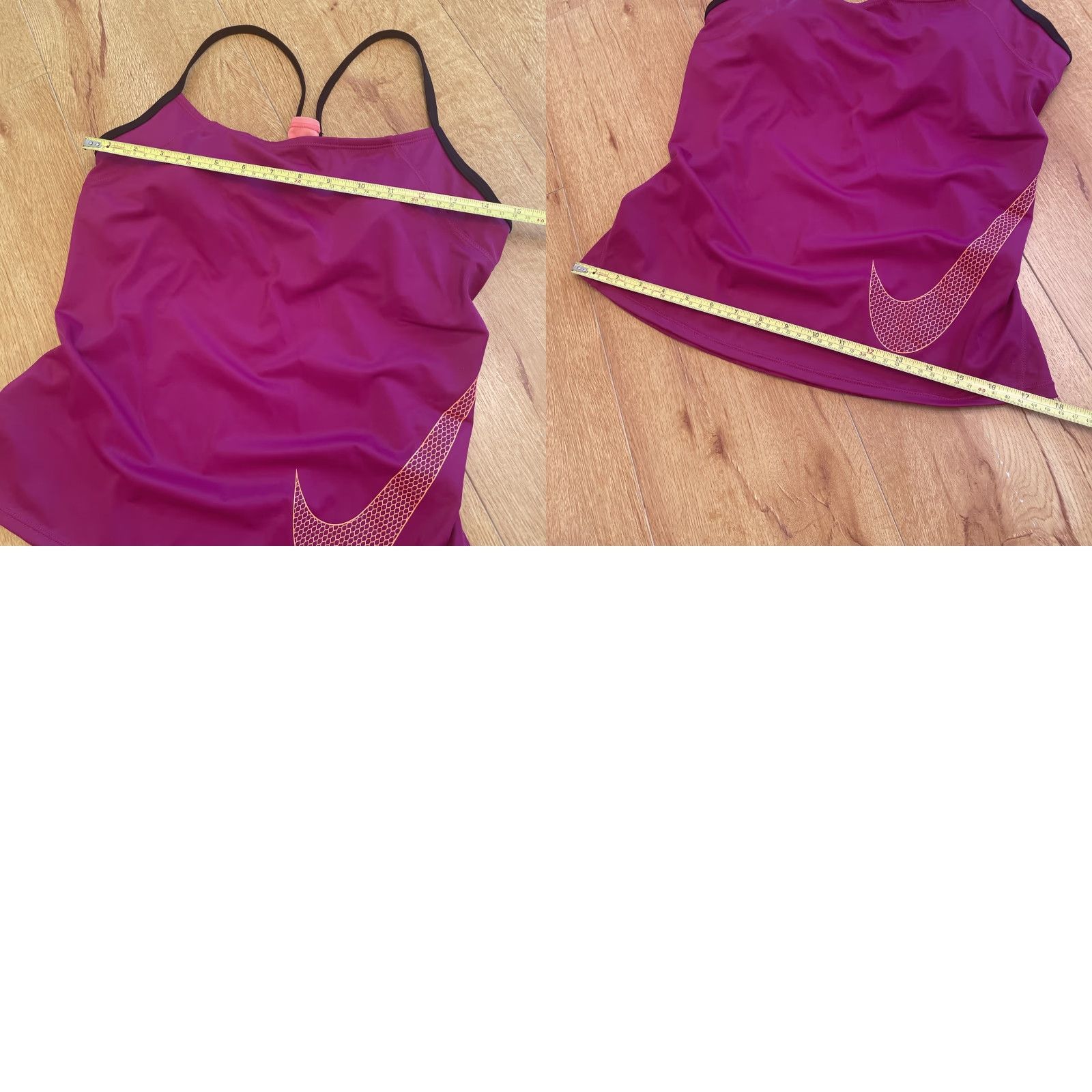 Nike Nike Racerback Tankini Top Swimwear Women's Medium Maroon - Built-In Bra, Polyester Lining, Athletic, 15023, Regular, Women, Top Size M / US 6-8 / IT 42-44 - 8 Thumbnail