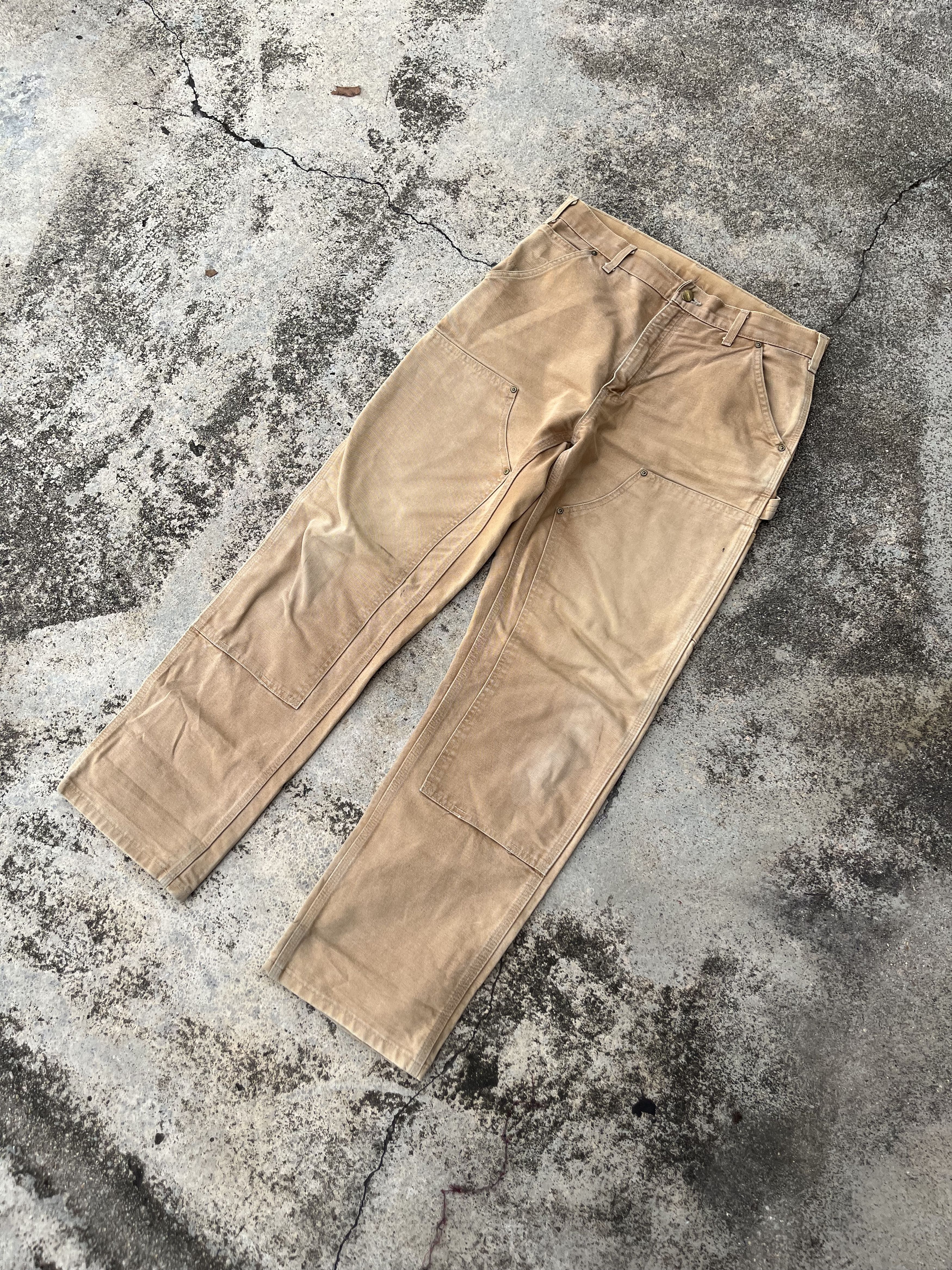 Carhartt Carhatt Double Knee Dungaree Sun Faded Distressed Pants Size US 34 / EU 50 - 4 Thumbnail