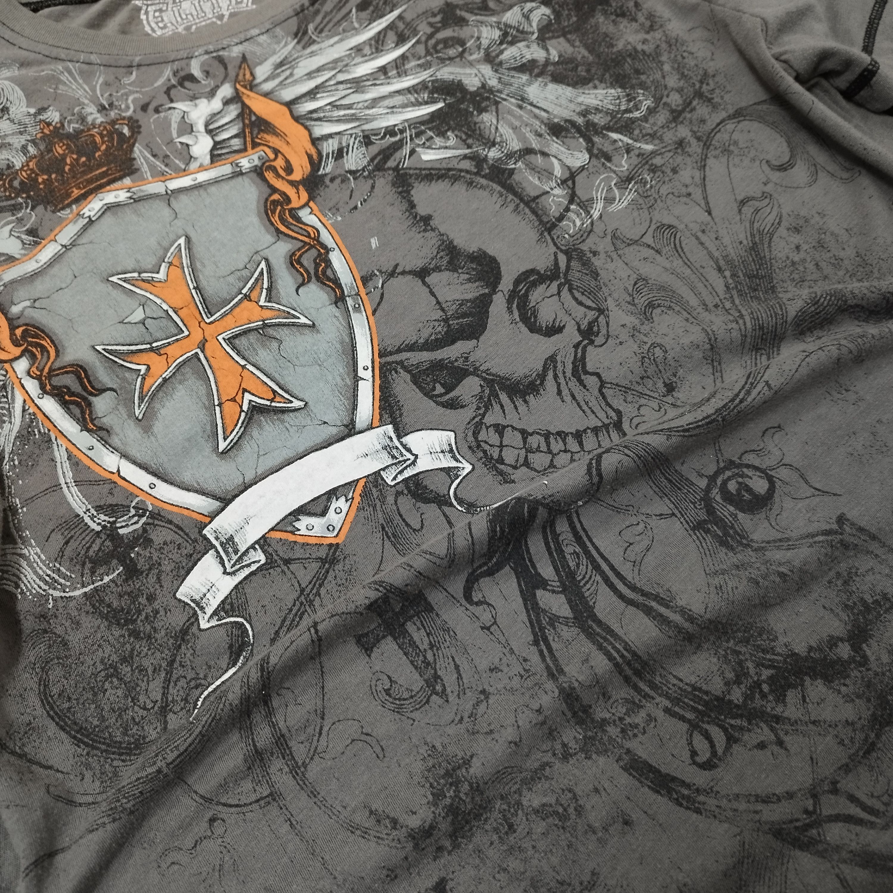 Vintage MMA Elite Layered Long Sleeve Shirt Y2K Grunge Skull Graphic Size US L / EU 52-54 / 3 - 3 Thumbnail