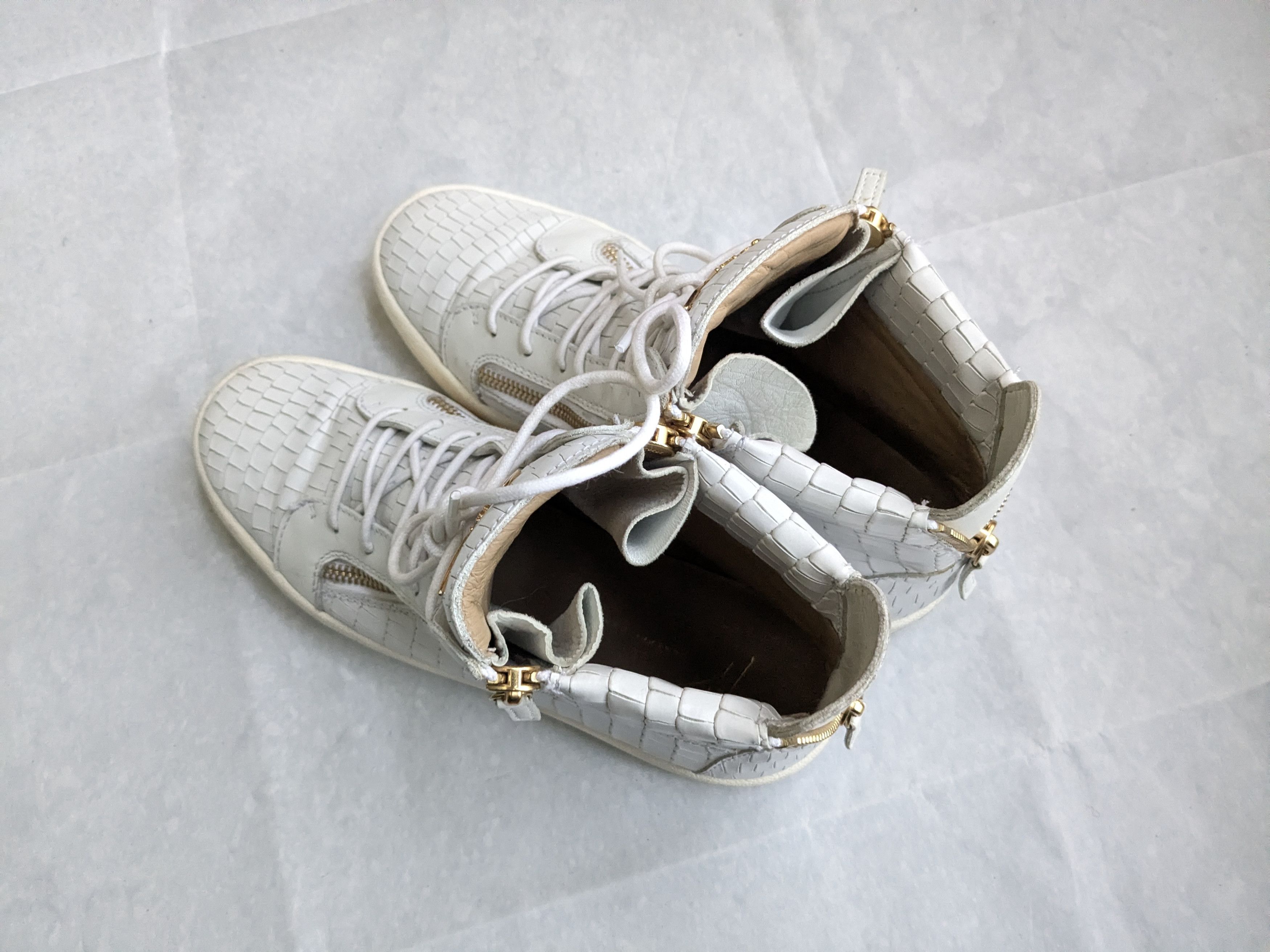 Giuseppe Zanotti Giuseppe Zanotti Sneakers White Gold 11 44 High Tops Leather Size US 11 / EU 44 - 13 Thumbnail