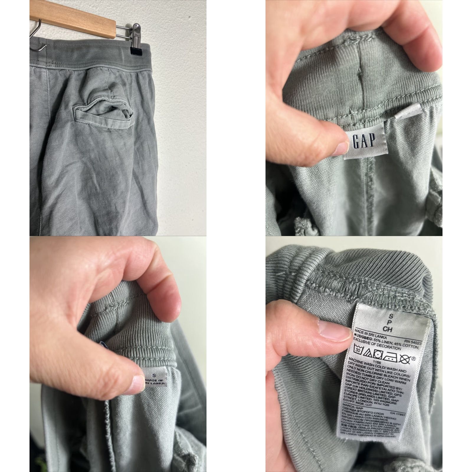Gap VINTAGE Gap Womens Small Sage Green Linen Blend Ankle Joggers 28x26 Drawstring Size 28" / US 6 / IT 42 - 9 Thumbnail