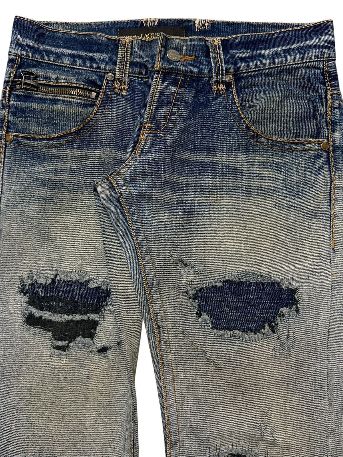 Tornado Mart Vintage 90s Japan Lagust Faded Wash Honeycomb Distressed Size US 31 - 3 Thumbnail