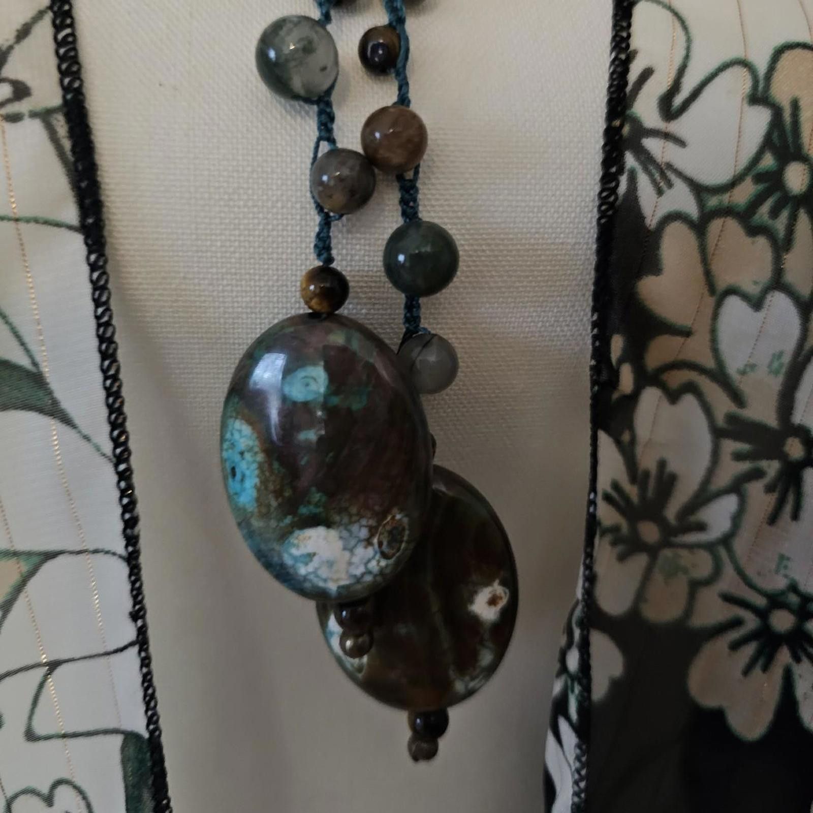 Designer OCEAN JASPER TIGERS EYE HANDMADE GEMSTONE NECKLACE Size ONE SIZE - 2 Thumbnail