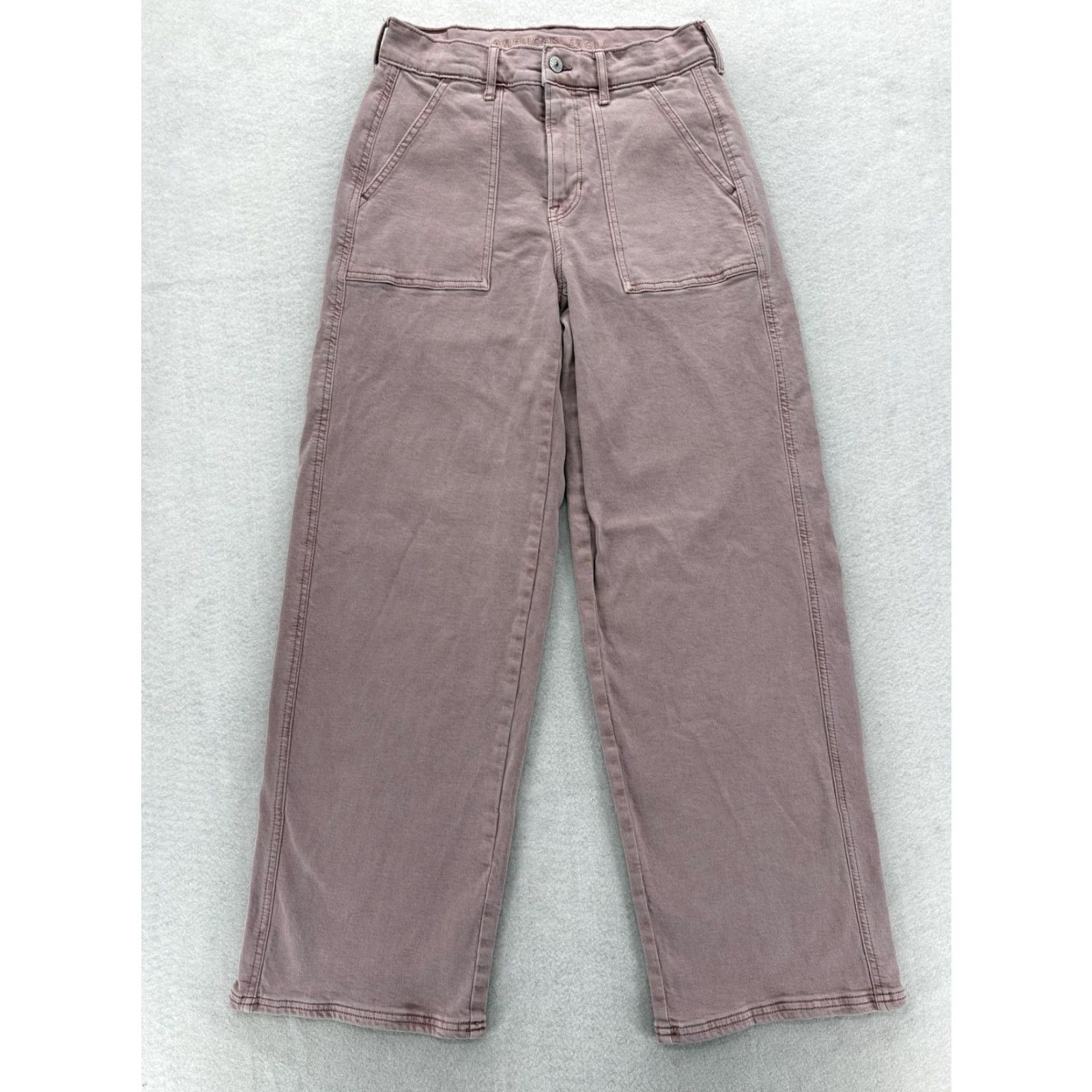 American Eagle Outfitters VINTAGE American Eagle Jeans Womens 2 Pink High Rise Wide-Leg Stretch Denim Y2K Size 26" / US 2 / IT 38 - 2 Thumbnail