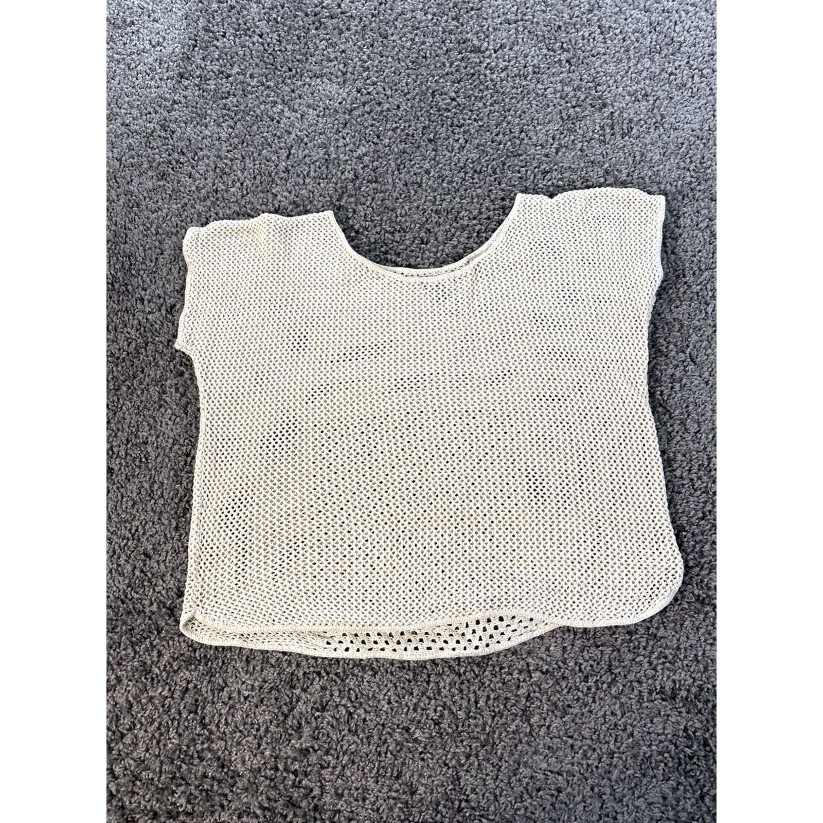 Vintage VINTAGE Ana Shirt Womens Large White Open Knit Crochet Boxy 90s Blouse Cotton Crew Neck Womens Size L / US 10 / IT 46 - 5 Thumbnail