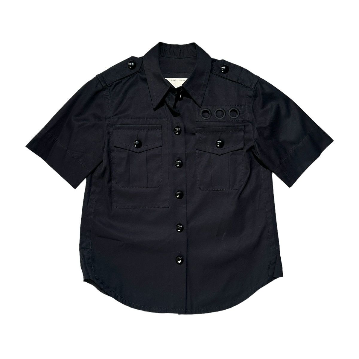 image of Marc By Marc Jacobs x Marc Jacobs Runway Cut Out Military Button Down in Black, Men's (Size Medium)