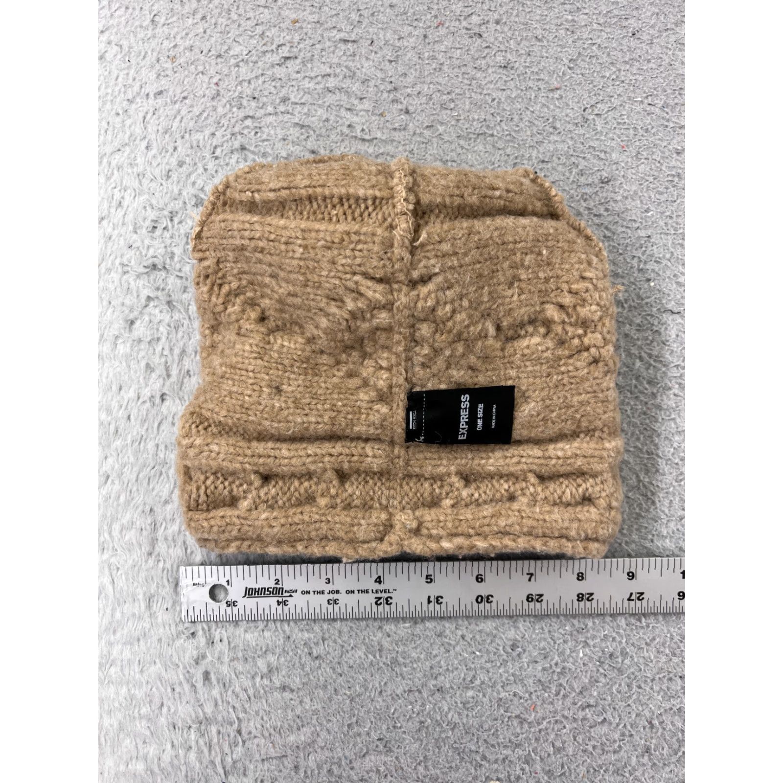 Express Express Beanie Toque Womens One Size Brown Beige Knit Poly Wool Blend Ski Pom Beanie Women Size ONE SIZE - 6 Thumbnail
