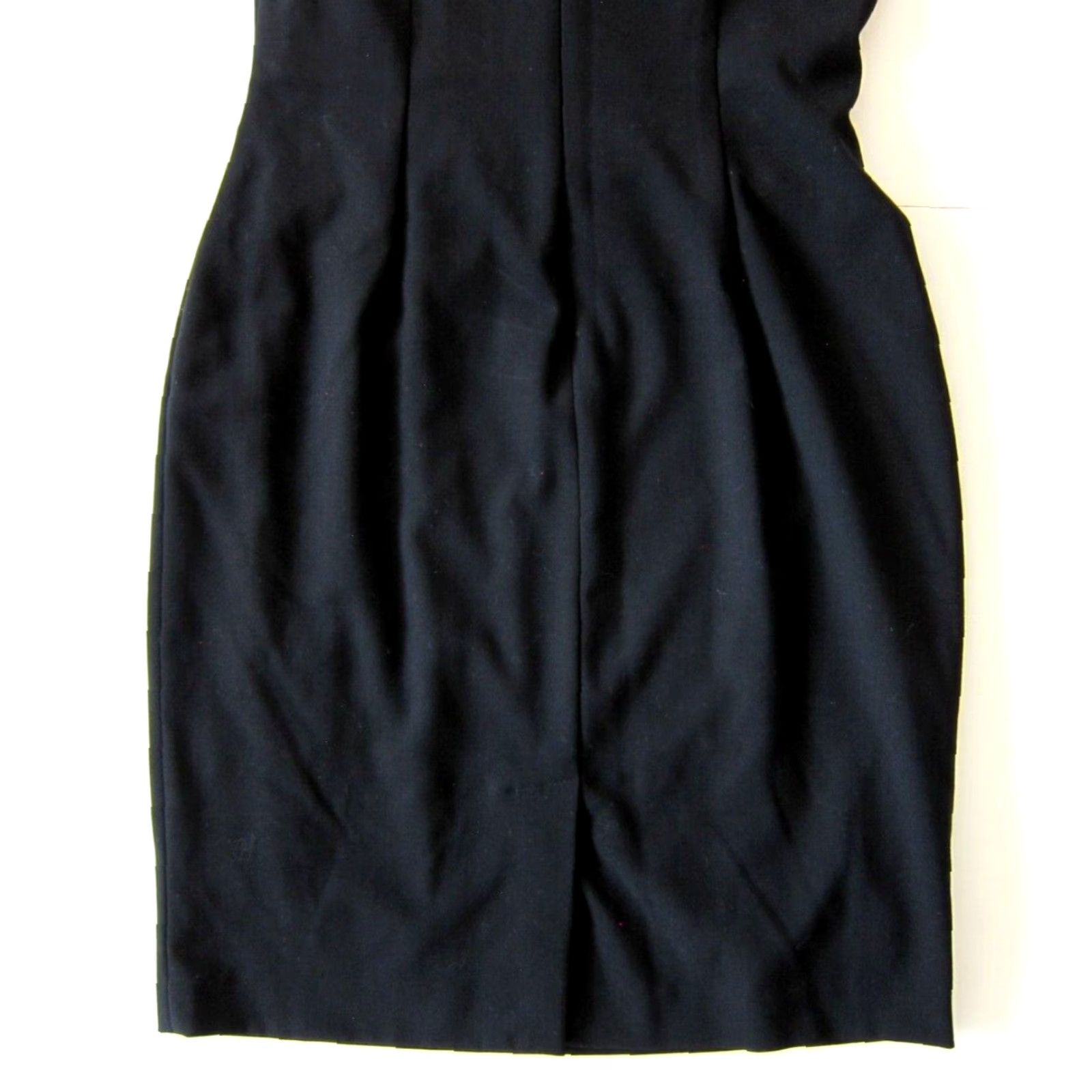 Vintage Calvin Klein Black Dress Cap Sleeve Ruched A-Line Sheath Shirt Dress 6 Women Work Party Formal Casual Knee Length Size M / US 6-8 / IT 42-44 - 7 Thumbnail