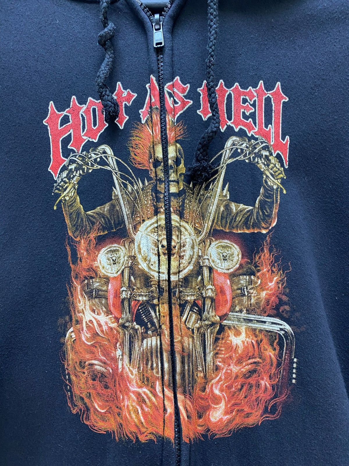Japanese Brand × Vintage Vintage Y2K Hot AS Hell Burning Skeleton Rider Hoodie Size US L / EU 52-54 / 3 - 9 Thumbnail