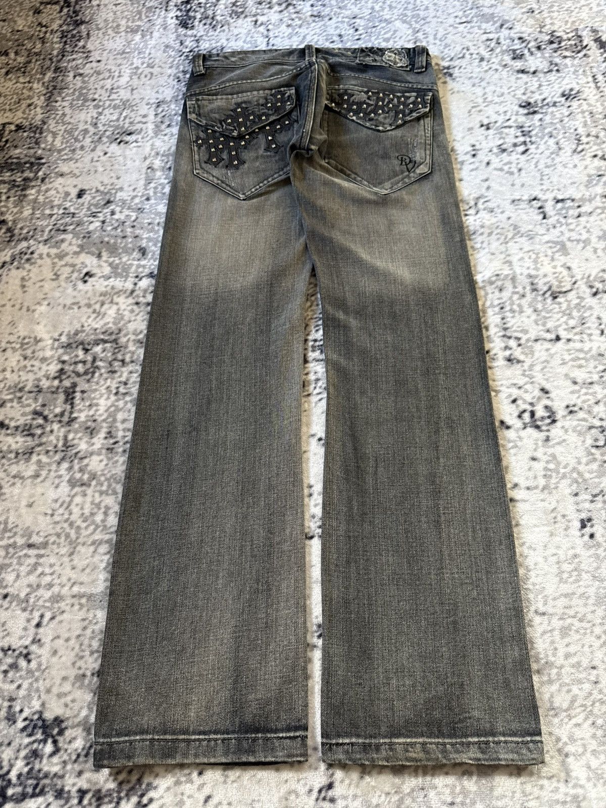 Japanese Brand ✝️ Embroidered Gothic Cross Gray Wash Jeans Pepe Brand Size US 32 / EU 48 - 1 Thumbnail