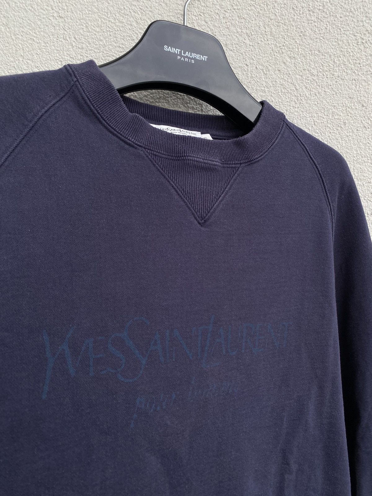 Yves Saint Laurent Big Logo YSL Sweatshirt Navy YSL Sweater Purple YSL Crewneck Size US XL / EU 56 / 4 - 2 Thumbnail