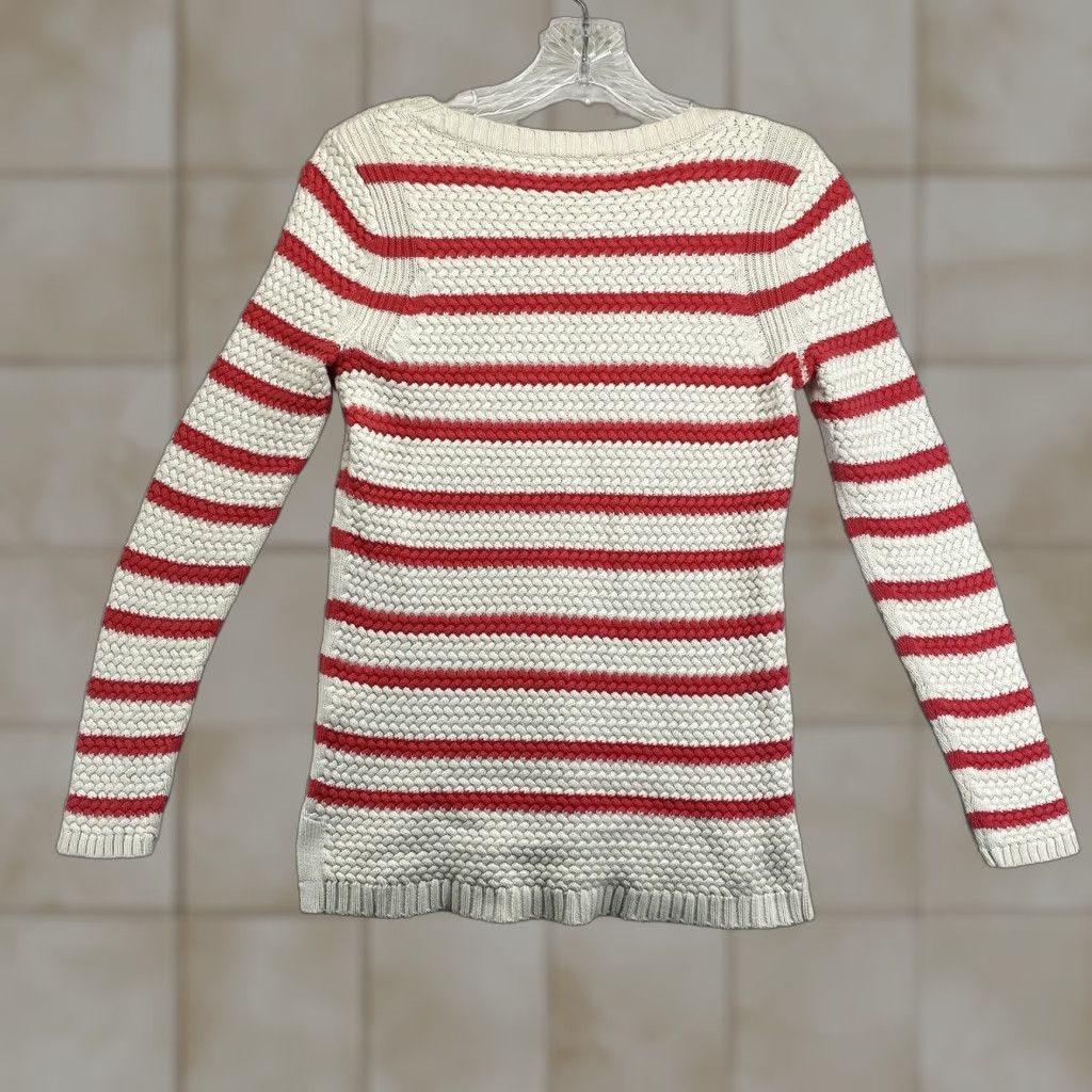 Talbots Talbots Women’s Sweater Red & White Striped Cable Knit Petite Thick Knit Womens Size S / US 4 / IT 40 - 1 Thumbnail