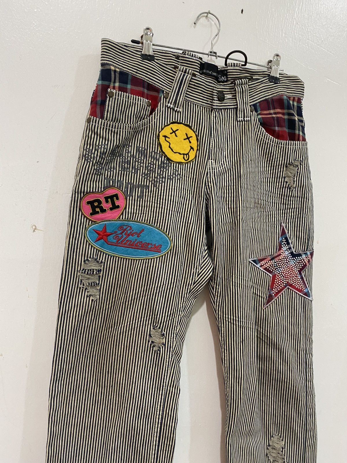 Japanese Brand Riot Jeans Riot Hickory Denim Jeans Punk Distressed Pant Size US 31 - 3 Thumbnail