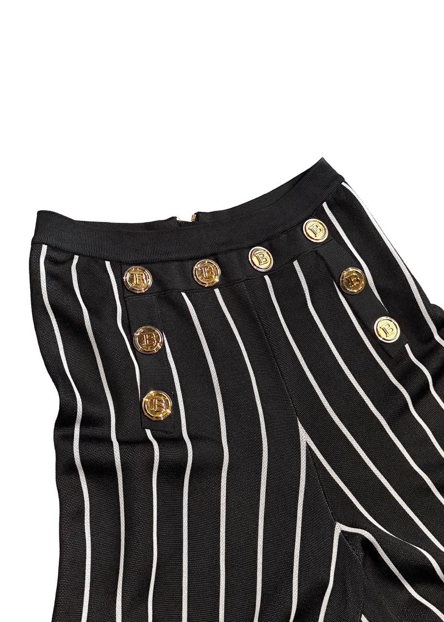 Balmain Balmain Black White Striped Wide-Leg Knit Pants Size 28" / US 6 / IT 42 - 4 Thumbnail