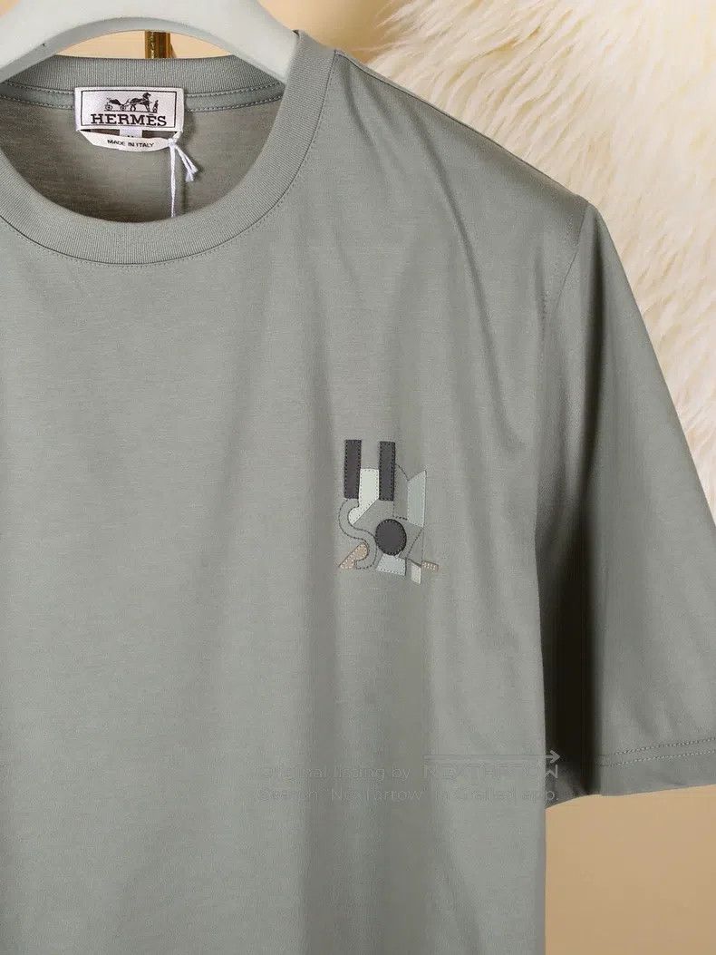 Hermes Hermes Men's Cotton Short Sleeve with Chest Leather Decora Size US M / EU 48-50 / 2 - 5 Thumbnail