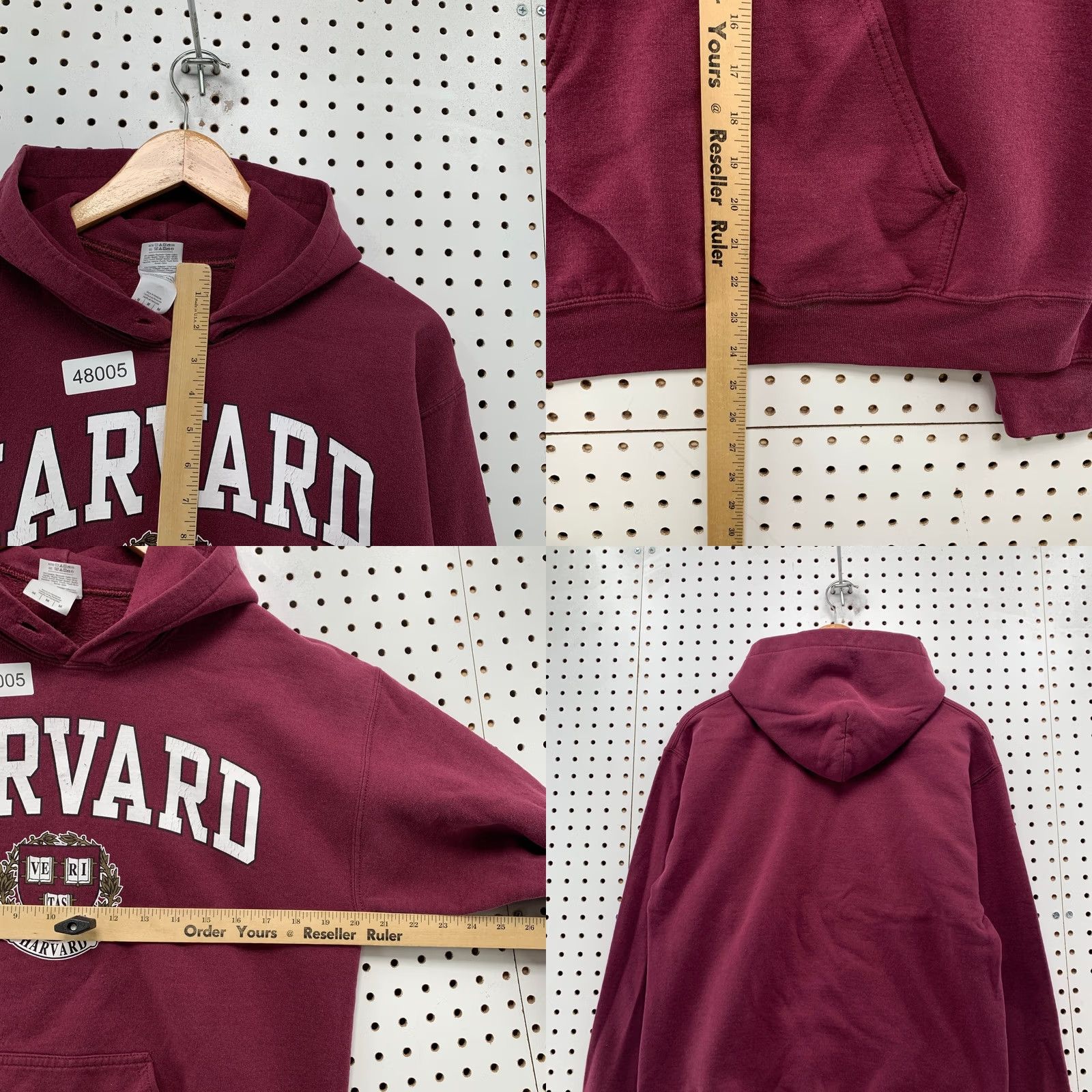 Gildan Harvard University Hoodie Sweatshirt Mens M Burgundy Fleece Hooded Pullover Size US M / EU 48-50 / 2 - 8 Thumbnail