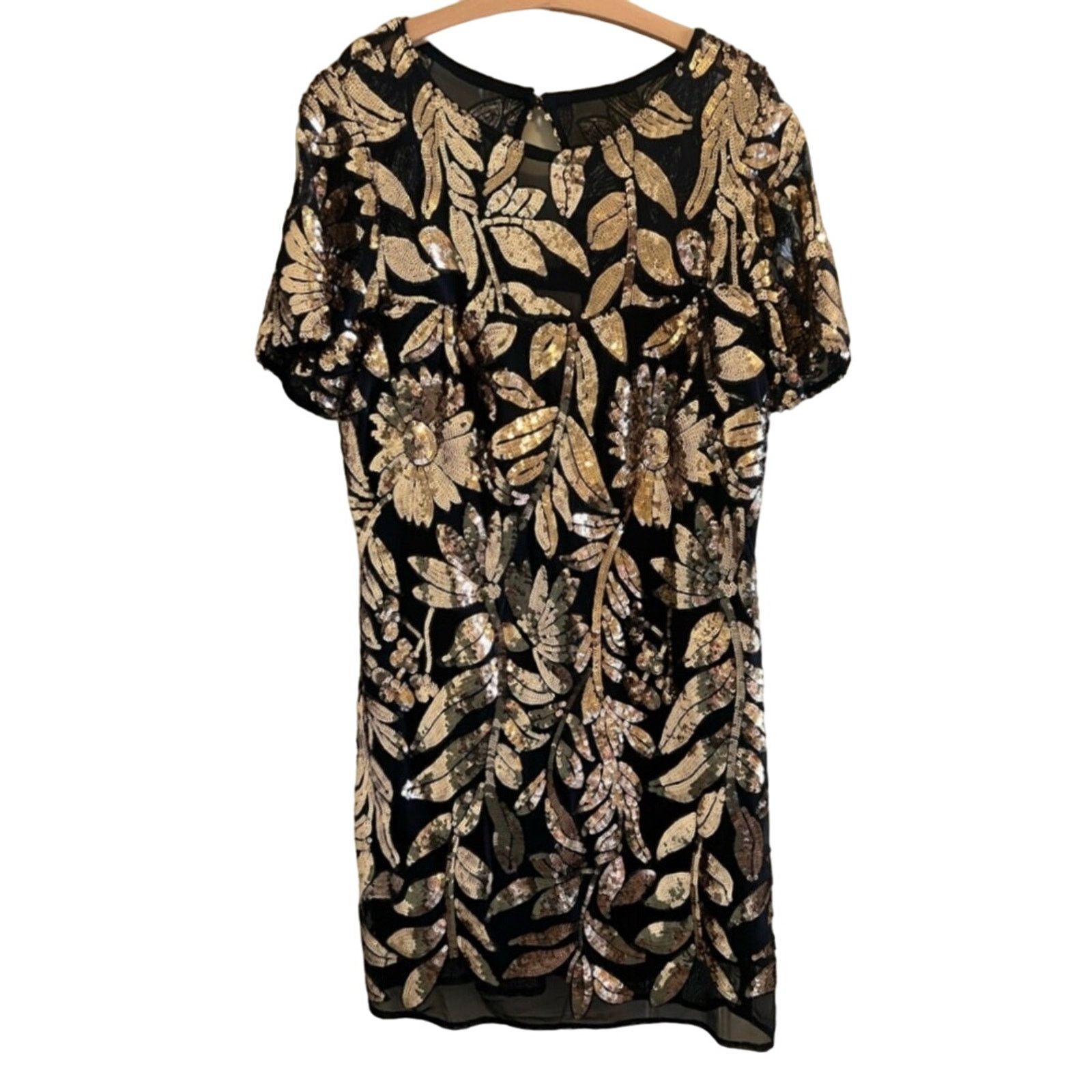 Anthropologie New Maeve Short-Sleeve Sheer Embellished Mini Dress X-Small Size XS / US 0-2 / IT 36-38 - 5 Thumbnail