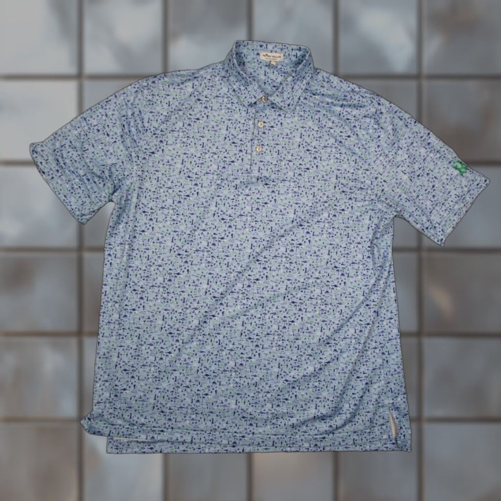 Peter Millar Peter Millar Summer Comfort Polo Shirt Mens XL Blue VINNINGS Rolling Hills Logo Embroidered Short Sleeve Golf Polo Shirt Blues - Men XL Size US XL / EU 56 / 4 - 1 Thumbnail
