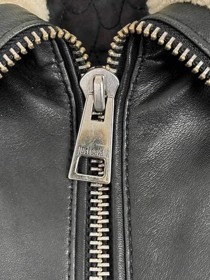 Just Cavalli AW2015 Cavalli Black Aviator Leather Jacket Size US M / EU 48-50 / 2 - 10 Thumbnail