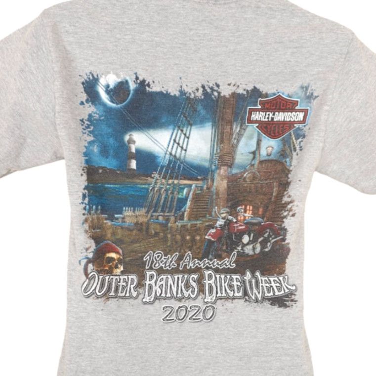 Harley Davidson Harley-Davidson T Shirt Mens Size S Gray 2020 Outer Banks Bike Week NC Souvenir Travel Motorcycle Biker Double-Sided Crew Neck Short Sleeve Cotton Size US S / EU 44-46 / 1 - 2 Thumbnail