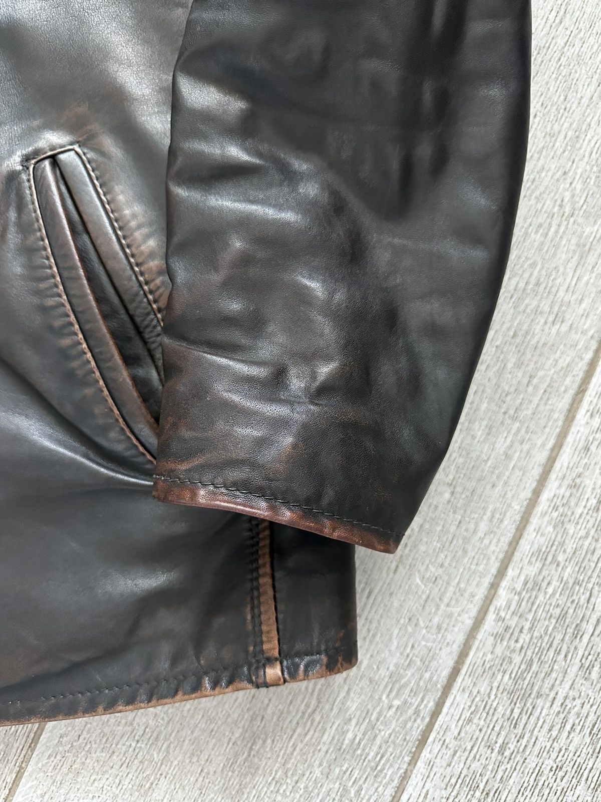 Other Vintage Y2K Classic Oversized Brown Washed Leather Jacket Size US XL / EU 56 / 4 - 7 Thumbnail