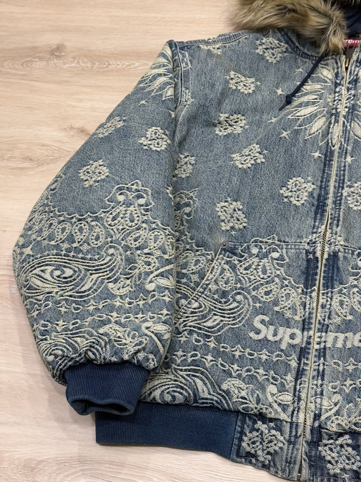 Supreme Supreme Bandana Jacquard Denim Hooded Work Jacket Size US XL / EU 56 / 4 - 2 Thumbnail