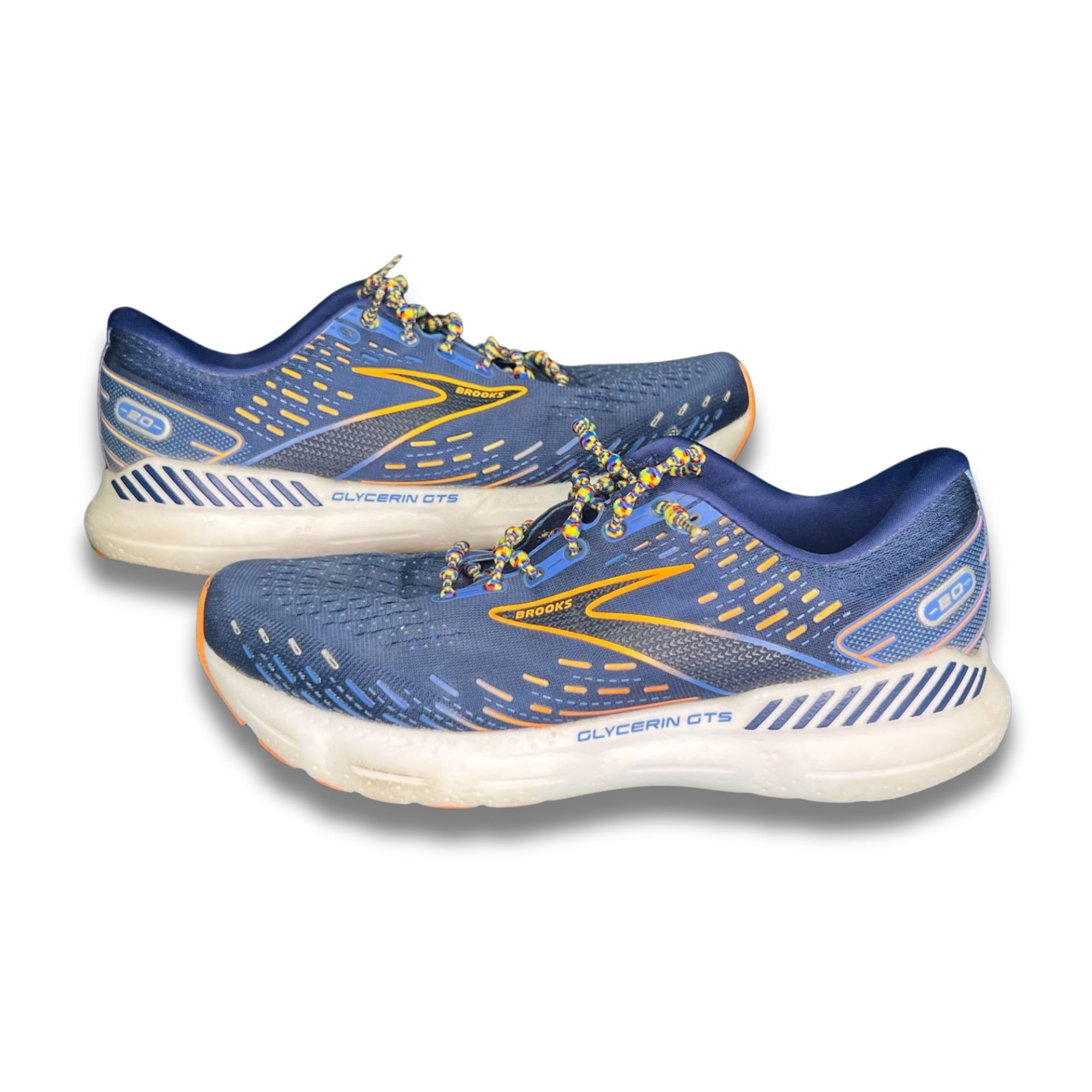 Brooks Brooks Mens Glycerin GTS 20 Running Shoes Size 9.5 Blue/Oran Size US 9.5 / EU 42-43 - 4 Thumbnail