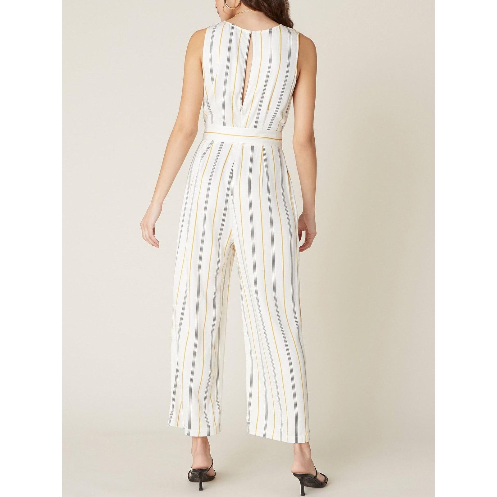 BB Dakota BB Dakota Rayon Belted Jumpsuit - Stripes - White Multi Size 27" / US 4 / IT 40 - 2 Thumbnail