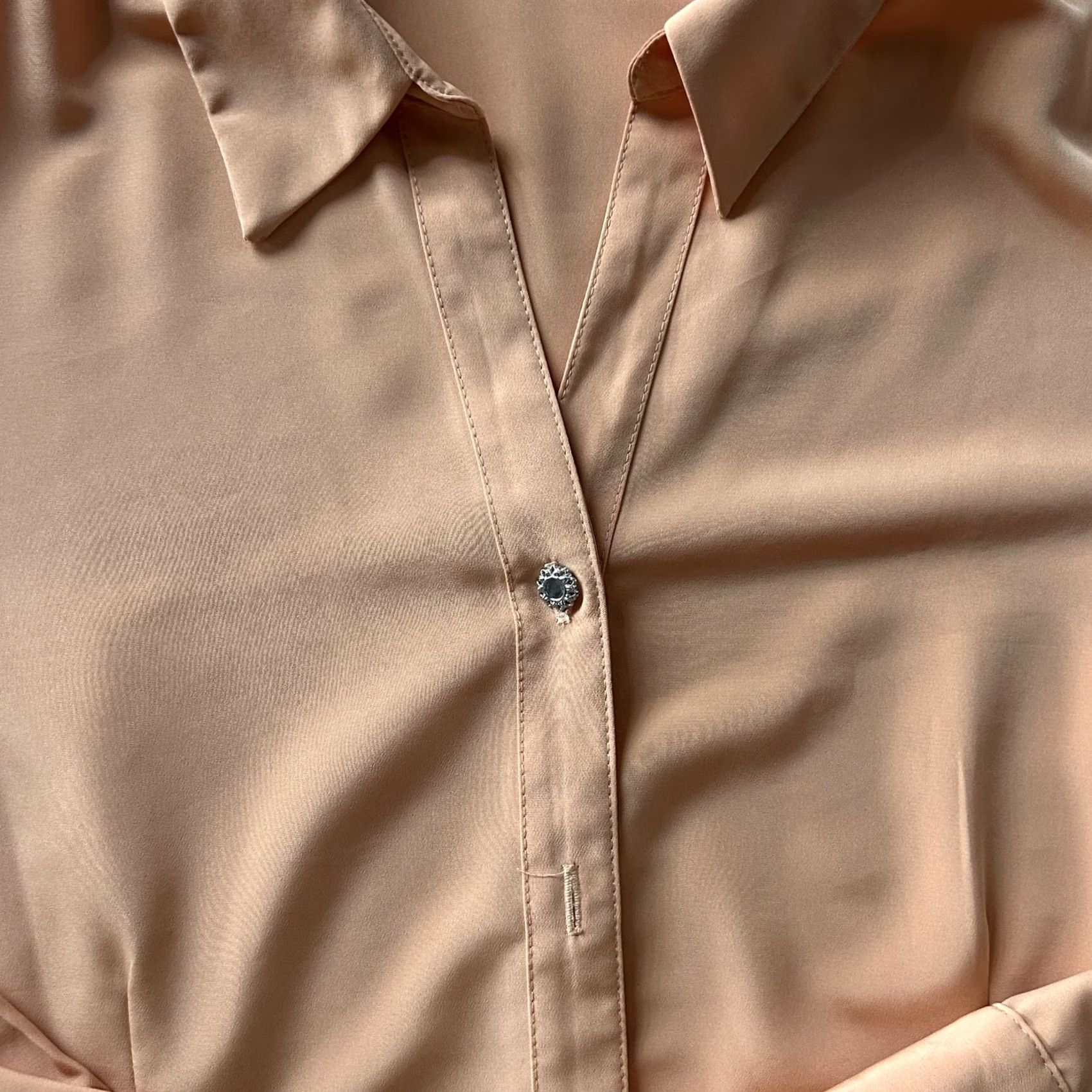 Vintage Vintage Womens Medium Orange Solid Collared Long Sleeve Button-Up Top Blouse Size M / US 6-8 / IT 42-44 - 2 Thumbnail