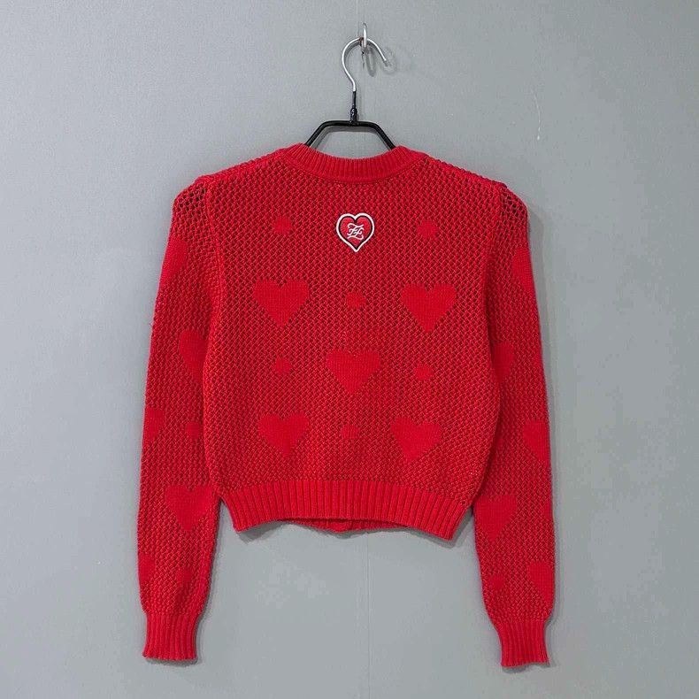 Fendi Red Heart Knit Cardigan Fendi Size M / US 6-8 / IT 42-44 - 2 Thumbnail