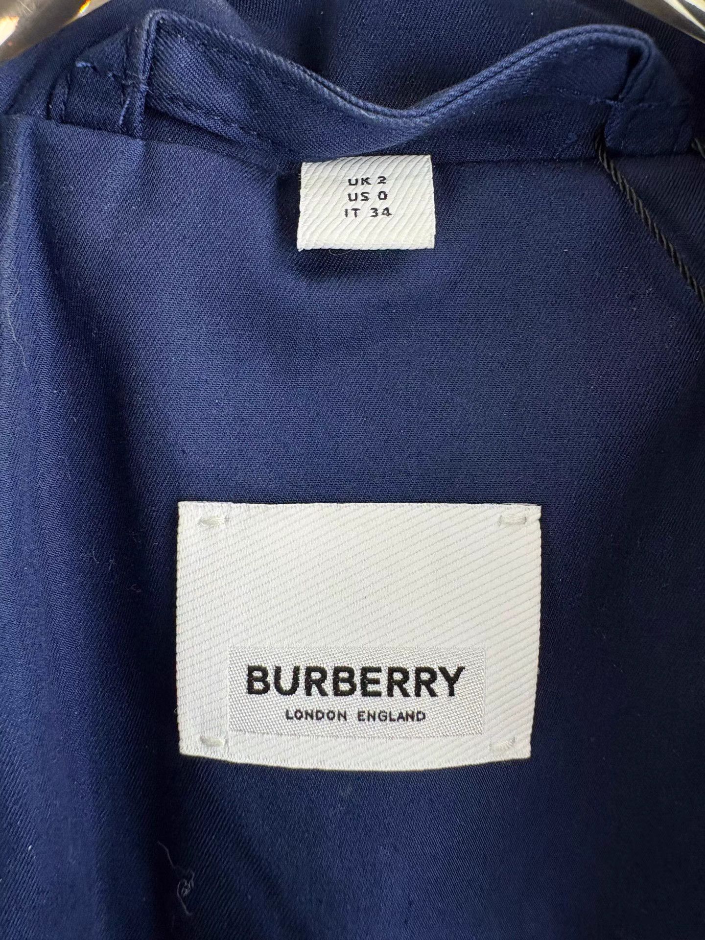 Burberry BURBERRY Blue Mid-Length Trench Coat Size XXS / US 00 / IT 34 - 4 Thumbnail