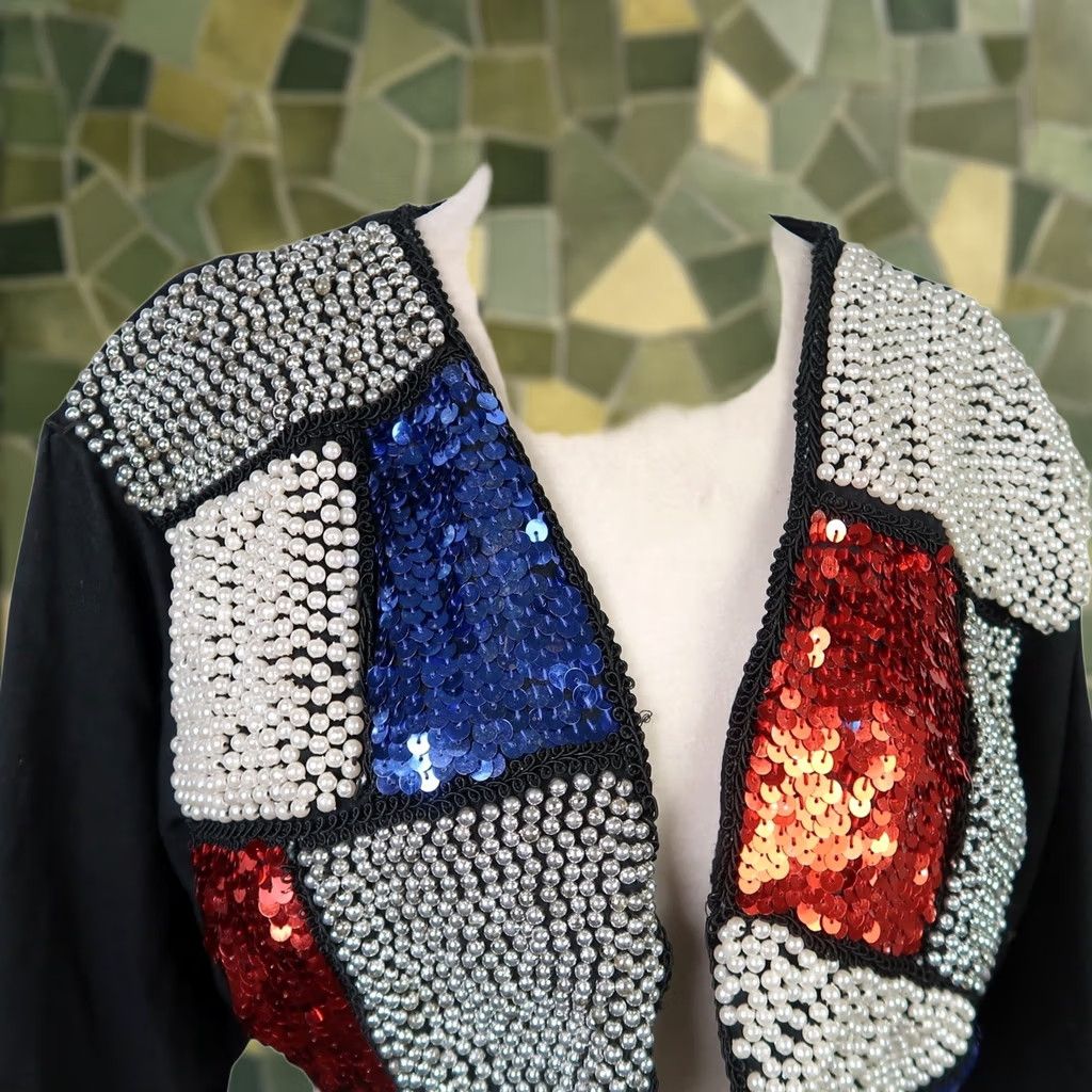 Vintage VINTAGE Speed Limit MPH Jacket Women Beaded Sequin Pearl Crop Party 80s 90s Black Short Sleeve Mens? Womens Size M / US 6-8 / IT 42-44 - 1 Thumbnail