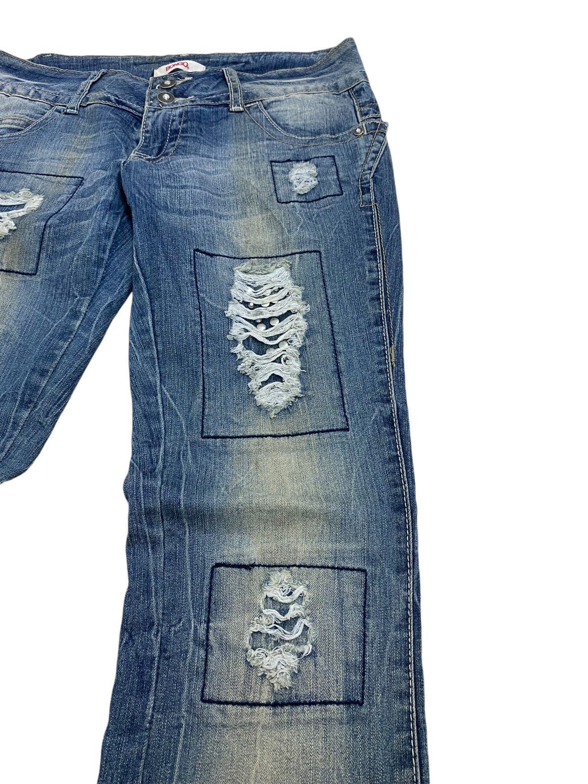 If Six Was Nine × Japanese Brand × Le Grande Bleu (L.G.B.) Flare Bongo Denim Japan Mud Washed Distress Emblishh Clawn Size US 31 - 5 Thumbnail