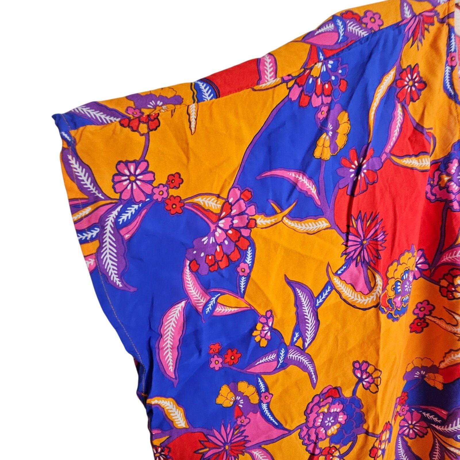 Modernica Modcloth Womens Floral Kimono Maxi Dress Sz L Vibrant Resort Size L / US 10 / IT 46 - 4 Thumbnail