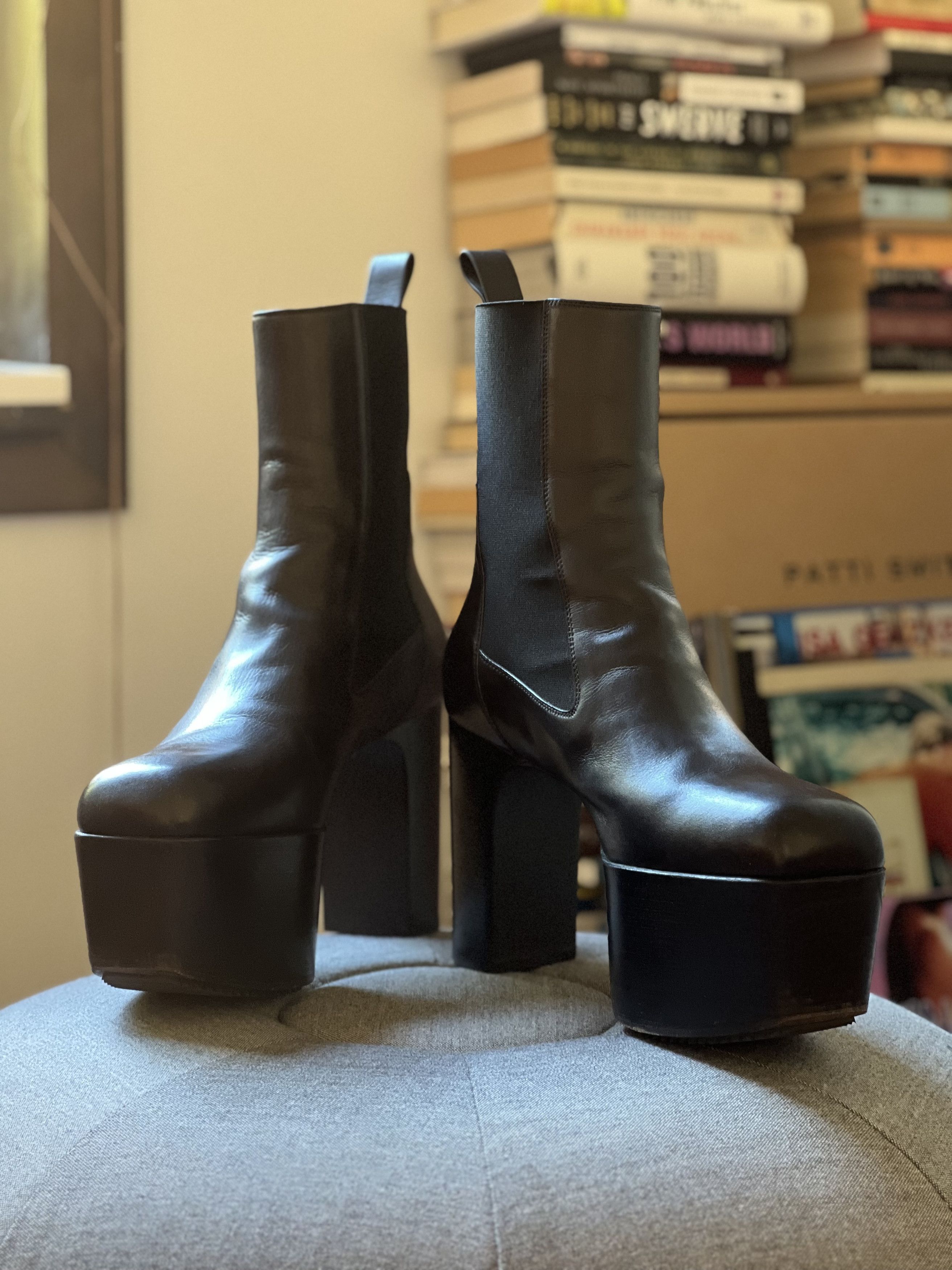 image of Rick Owens Ss20 Calf Kiss Heel Shoes (Lcw) Size 44 in Black, Men's