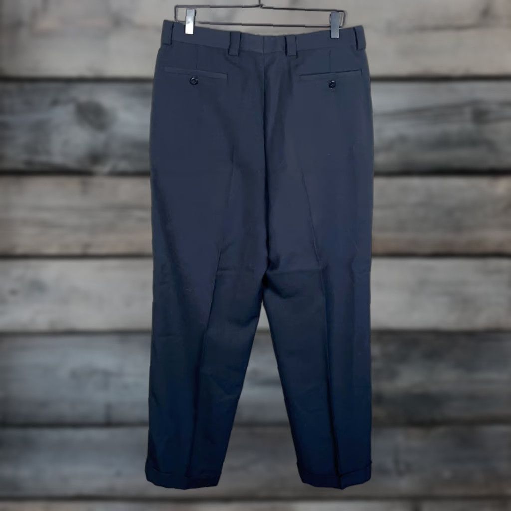 Zanella VINTAGE Zanella Men's Dress Pants Wool Nylon Pleated Straight Cuffed 34x28 Dark Blue Italy Size US 34 / EU 50 - 1 Thumbnail