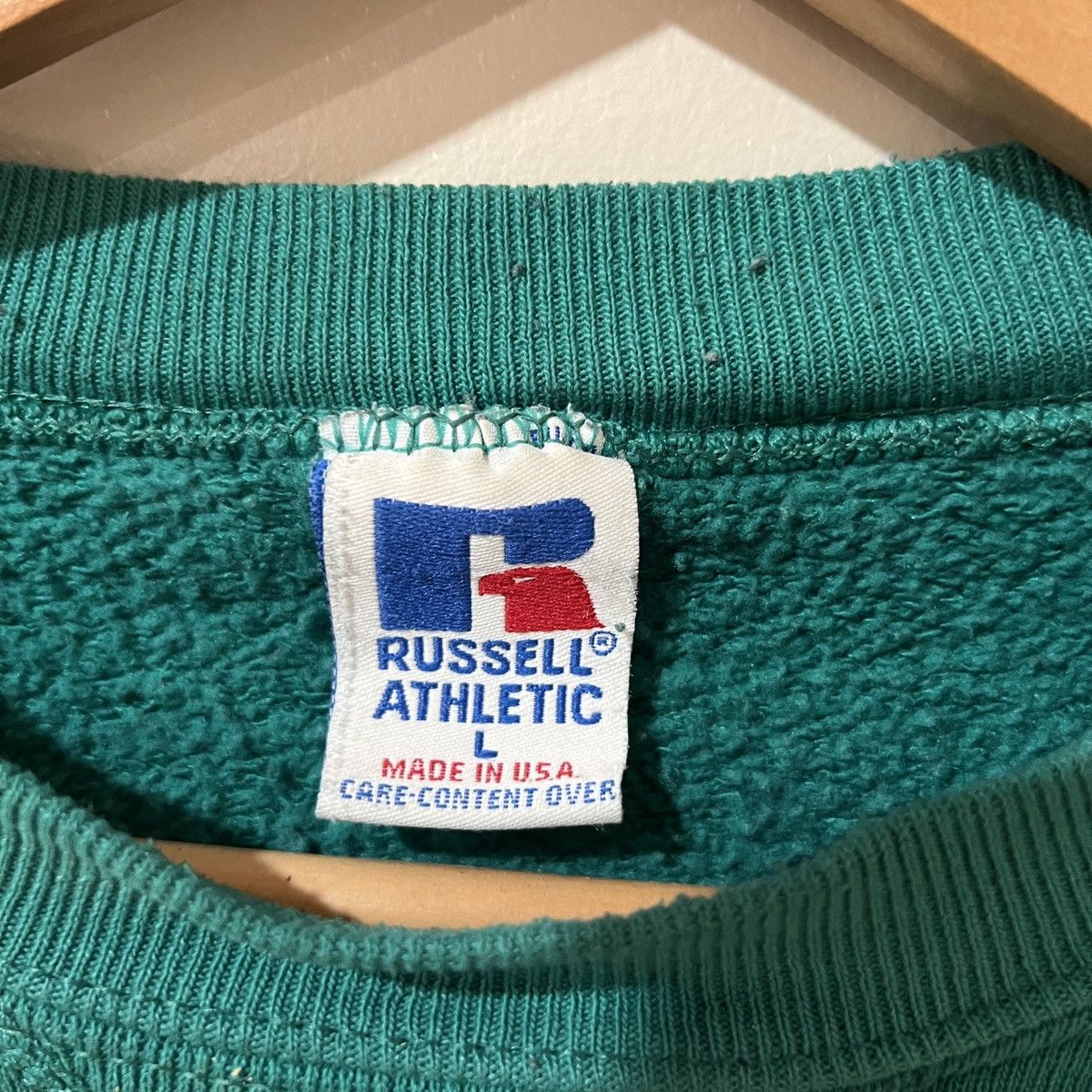 Russell Athletic Vintage made in USA 1990s Russell Teal Crewneck Sweatshirt Size US L / EU 52-54 / 3 - 3 Thumbnail