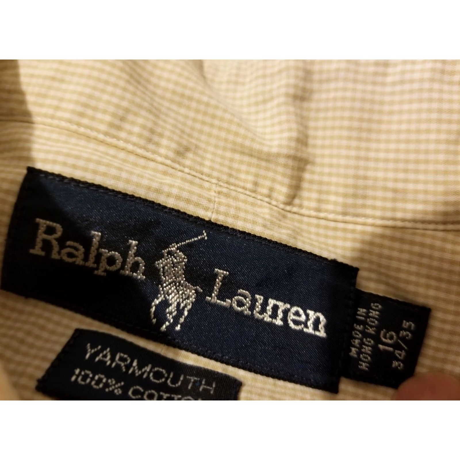 Polo Ralph Lauren Mens Polo Ralph Lauren Dress Shirt 16 34 35 Khaki Button Cotton Size 42R - 4 Thumbnail