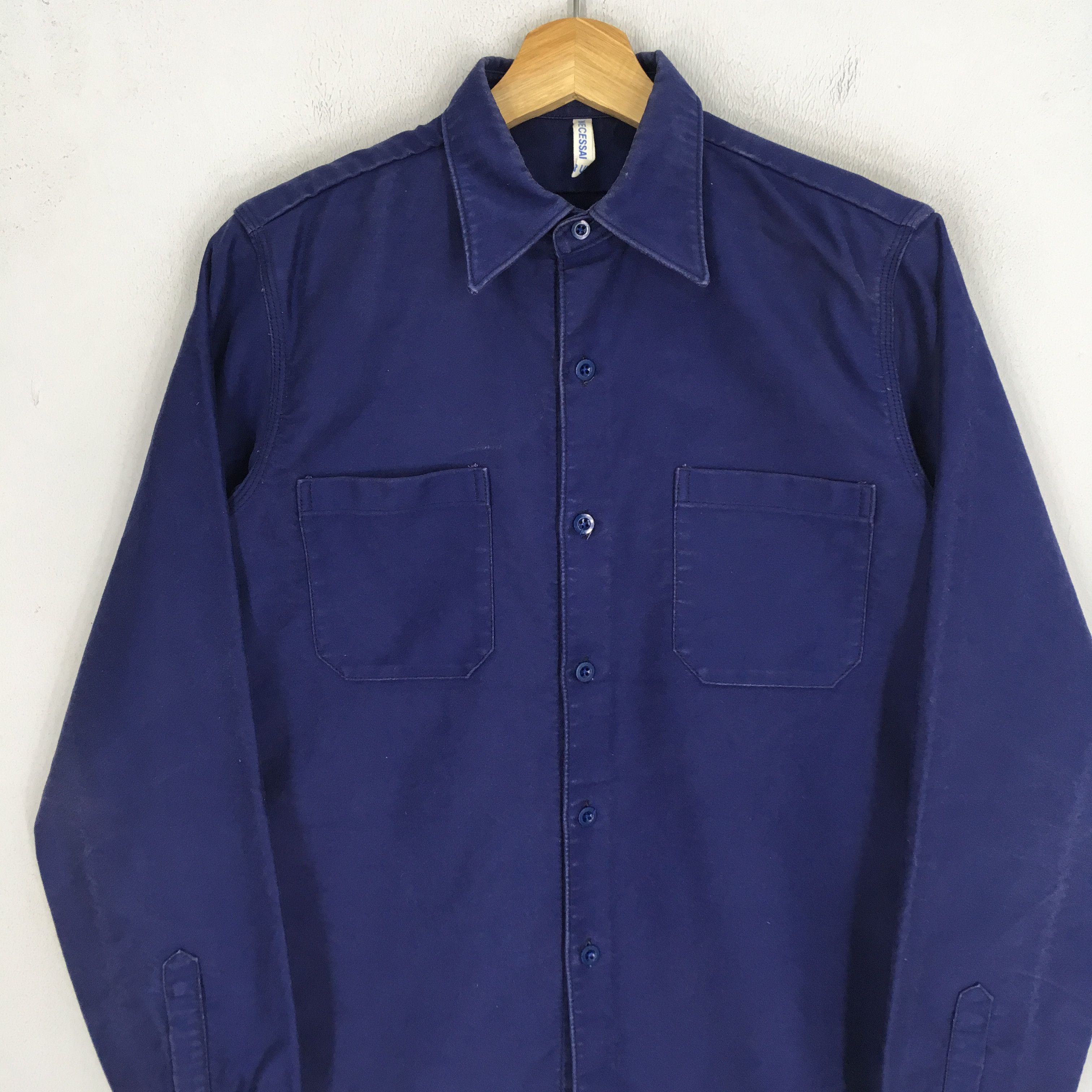 Japanese Brand Vintage 90s Cotton Frenchwork Sanforized Indigo Blue Japan Size US M / EU 48-50 / 2 - 3 Thumbnail