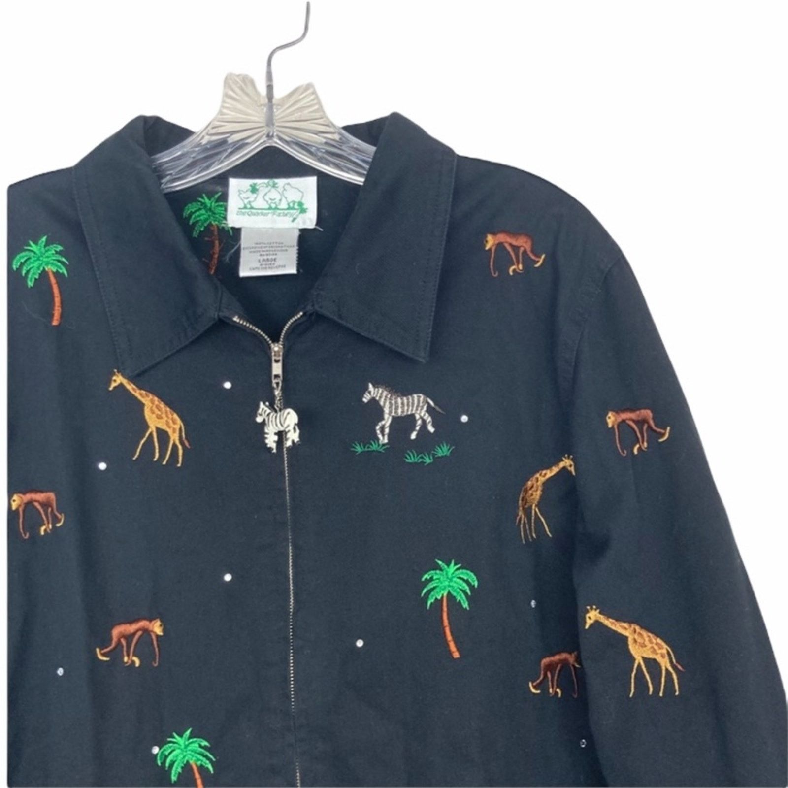 Other Quacker Factory Zebra Giraffe Monkey Embroidered Full Zip L Size L / US 10 / IT 46 - 2 Thumbnail