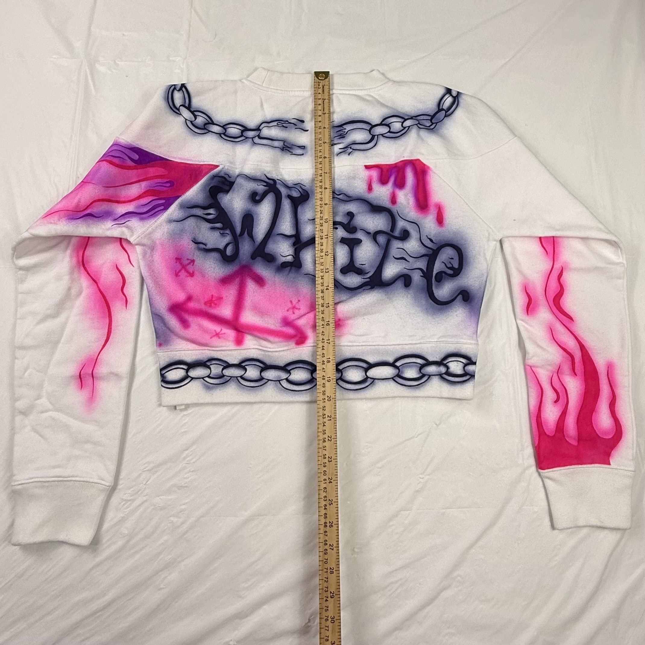 Off-White Off White Airbrush Graffiti Cropped Sweatshirt White Pink S Size US S / EU 44-46 / 1 - 3 Thumbnail