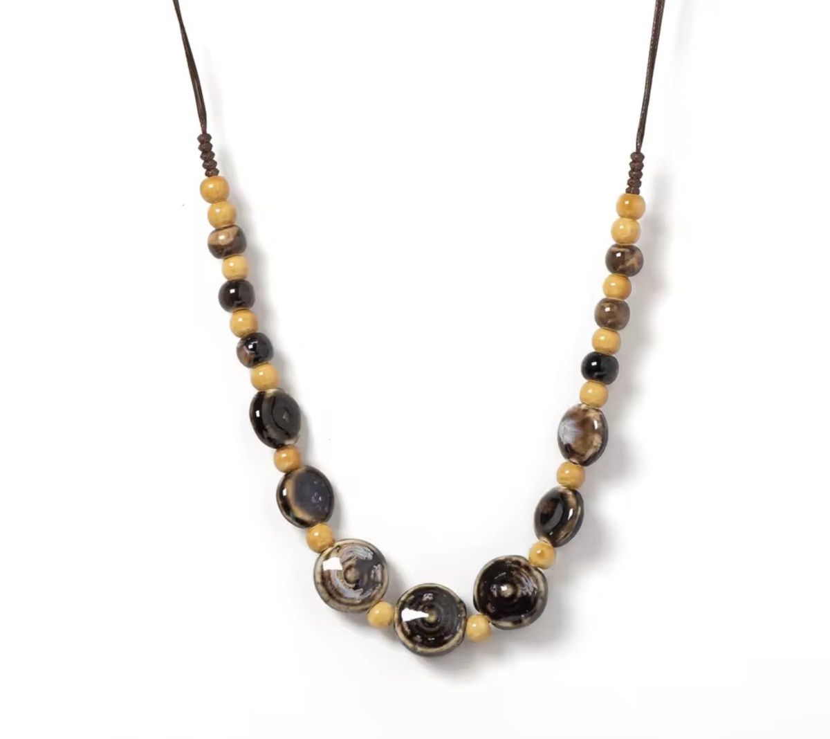 Japanese Brand HANDCRAFTED Speckled Ceramic Bead Necklace - Artisanal Size ONE SIZE - 1 Thumbnail
