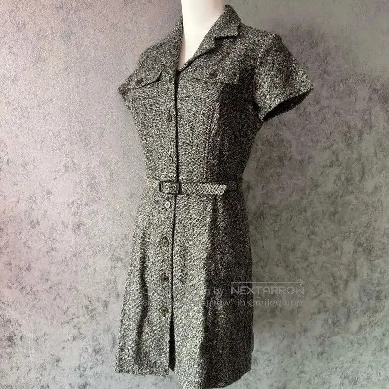 Burberry Grey Wool Blend Midi Dress.