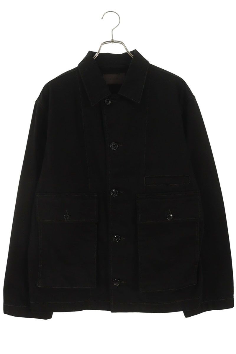 LEMAIRE Cotton Leather Boxy Jacket Black Size M