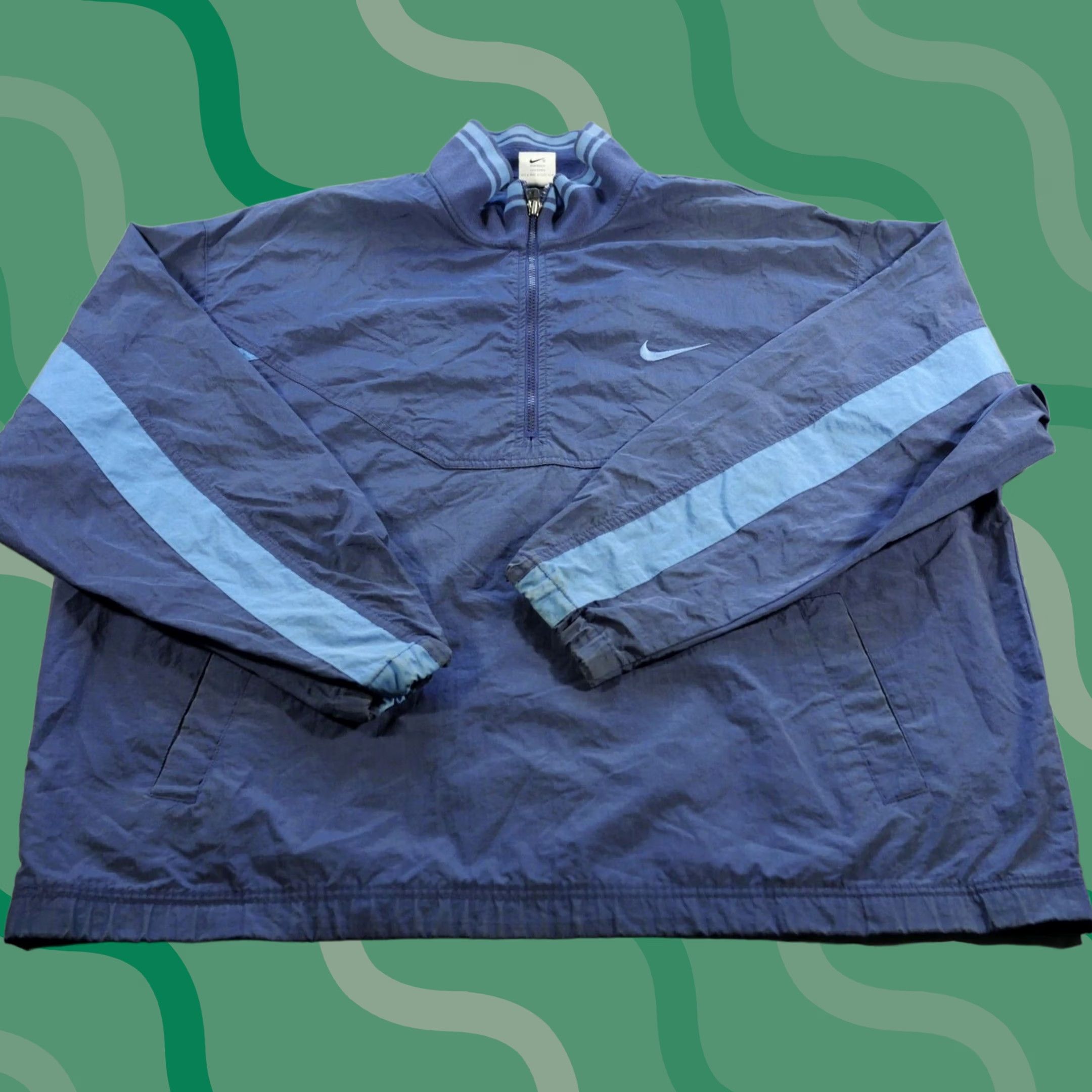 Nike VINTAGE Nike Jacket Mens XL Blue 90s 1/4 Zip Windbreaker Pull Over Y2K Windbreaker Jacket Size US XL / EU 56 / 4 - 1 Thumbnail