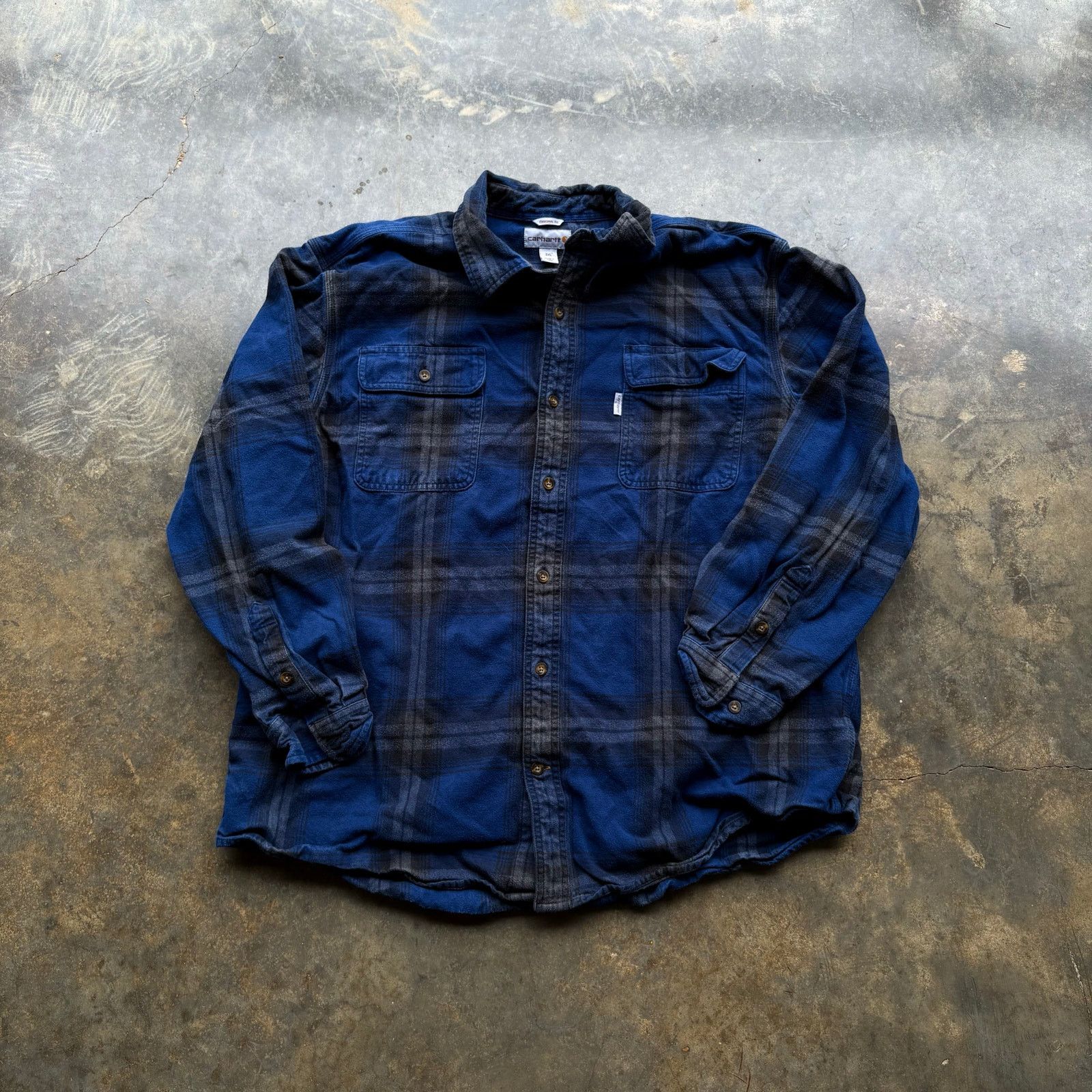 Carhartt Beautiful Vintage Y2K Carhartt Blue Thick Flannel Shirt Size US XXL / EU 58 / 5 - 1 Thumbnail