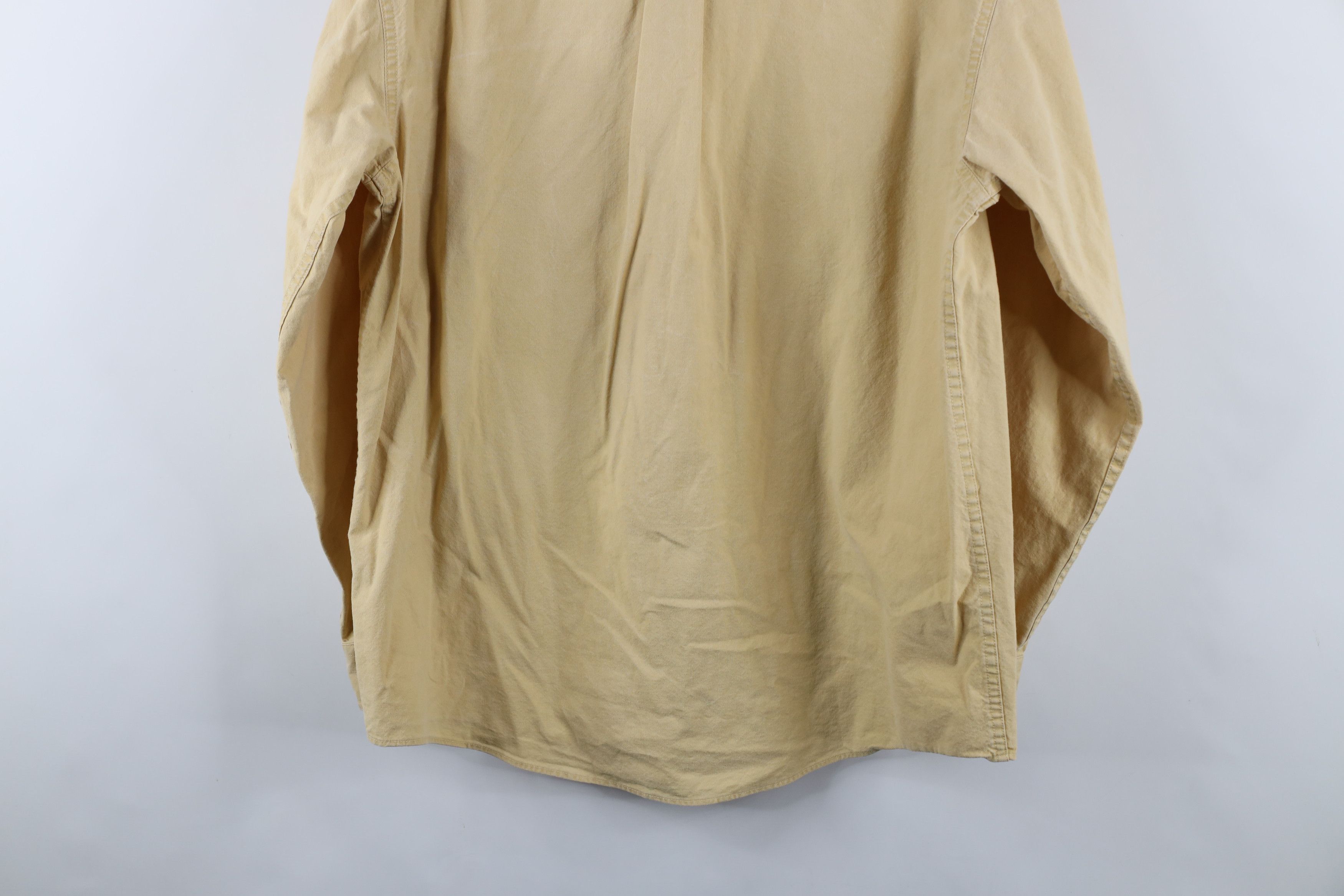 L.L. Bean × Vintage Vintage 90s LL Bean Stonewash Bush Button Shirt Yellow Size US M / EU 48-50 / 2 - 13 Thumbnail